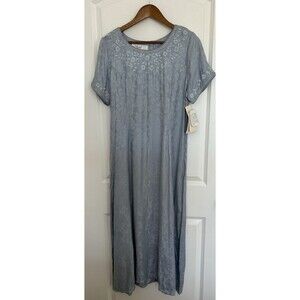 Vintage Dress SZ 8 Long Floral Jacquard Cottage Victorian Prairie Modest 80s